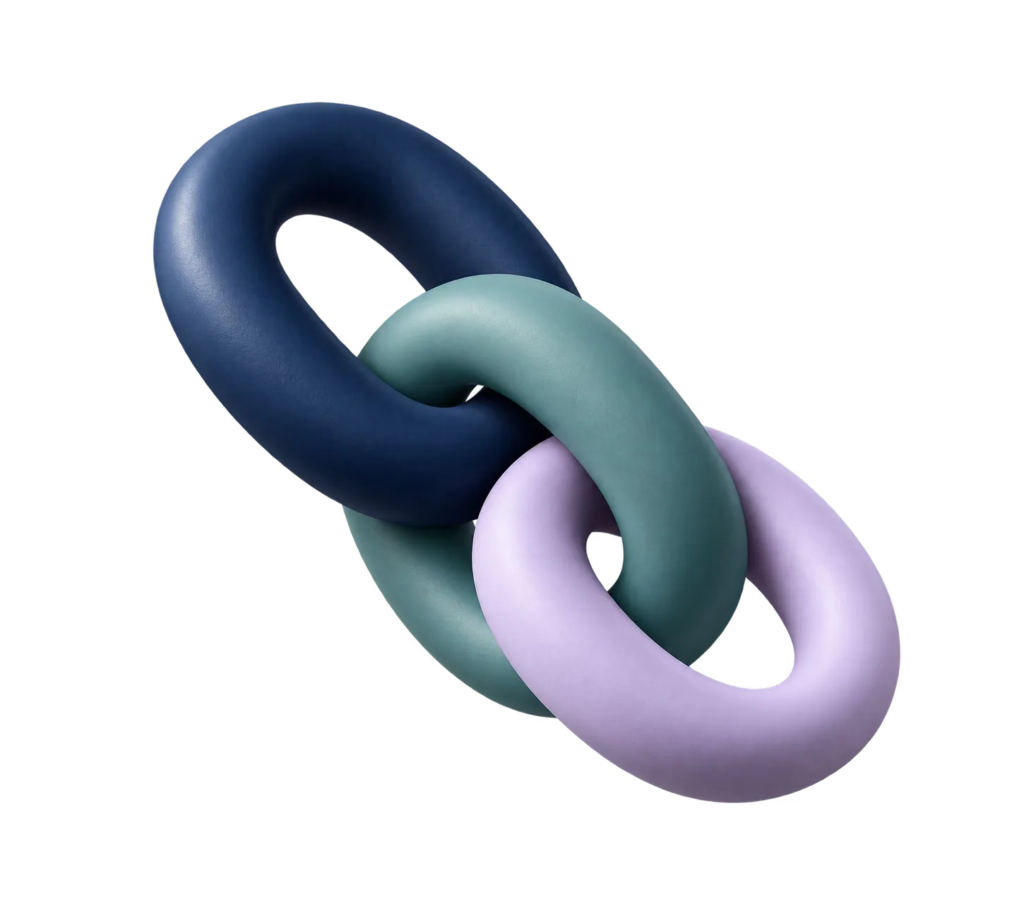 Matte interlocking navy, teal and lilac links